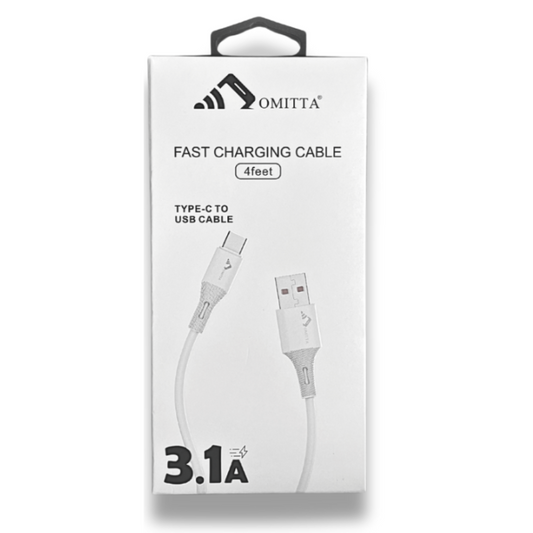 Omitta fast charging cable packaging on a white background
